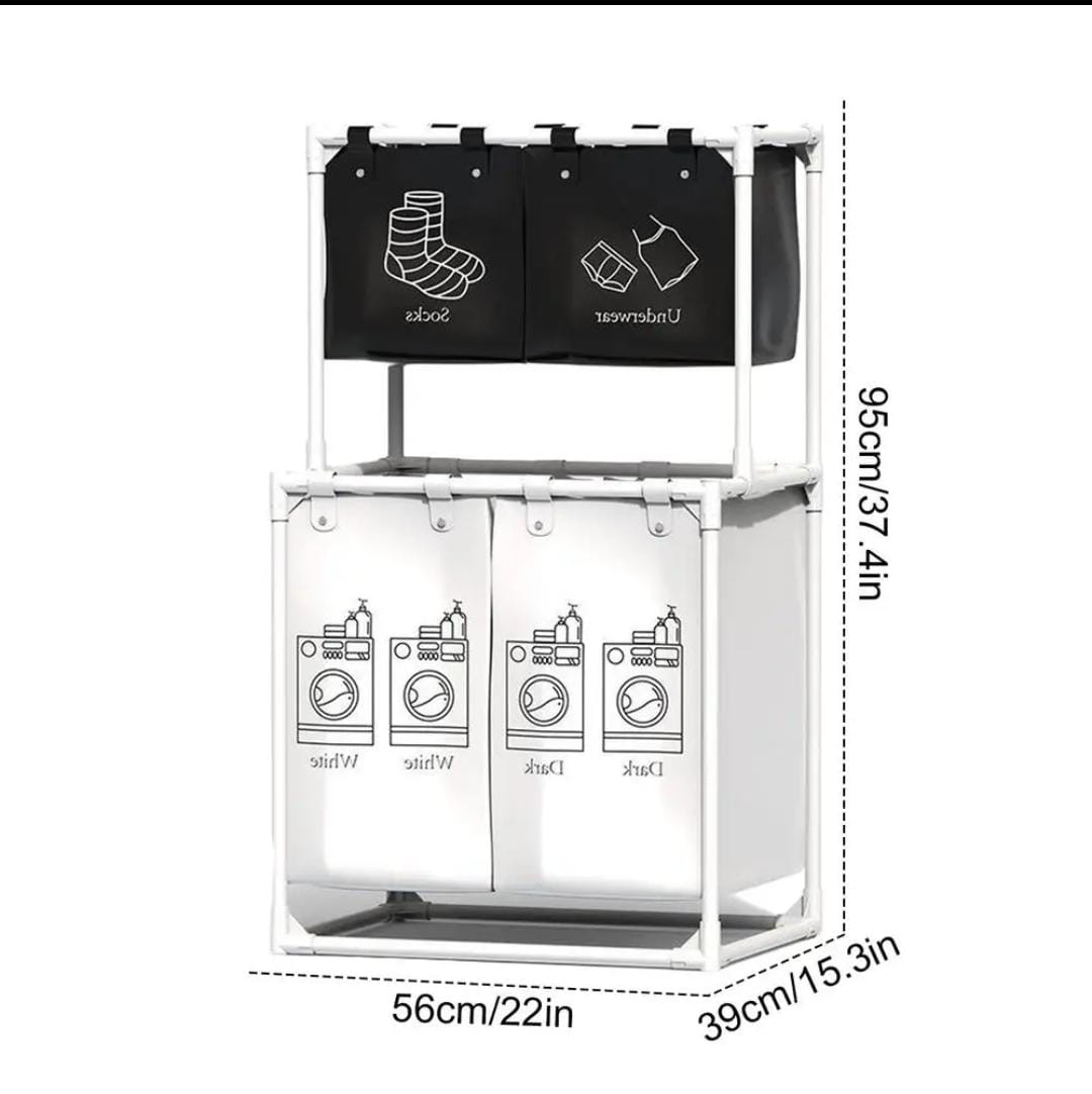 4 in 1 Laundry Garment Sorter with Removable Non Woven Baskets