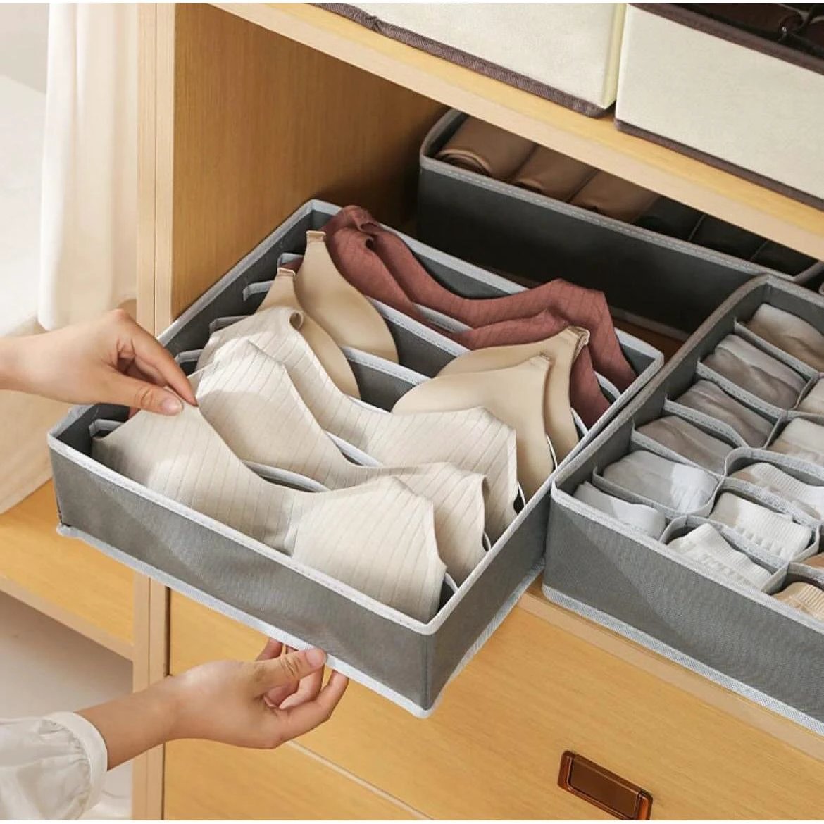 4 in 1 Undergarment Organizer in Grey and Wavy Grey Closet Organizer Closet Organizers