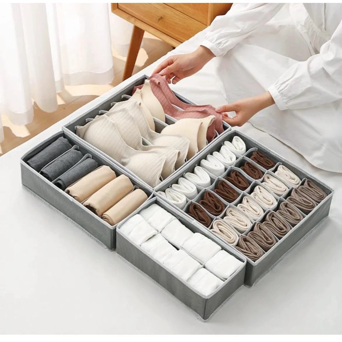 4 in 1 Undergarment Organizer in Grey and Wavy Grey Closet Organizer Closet Organizers