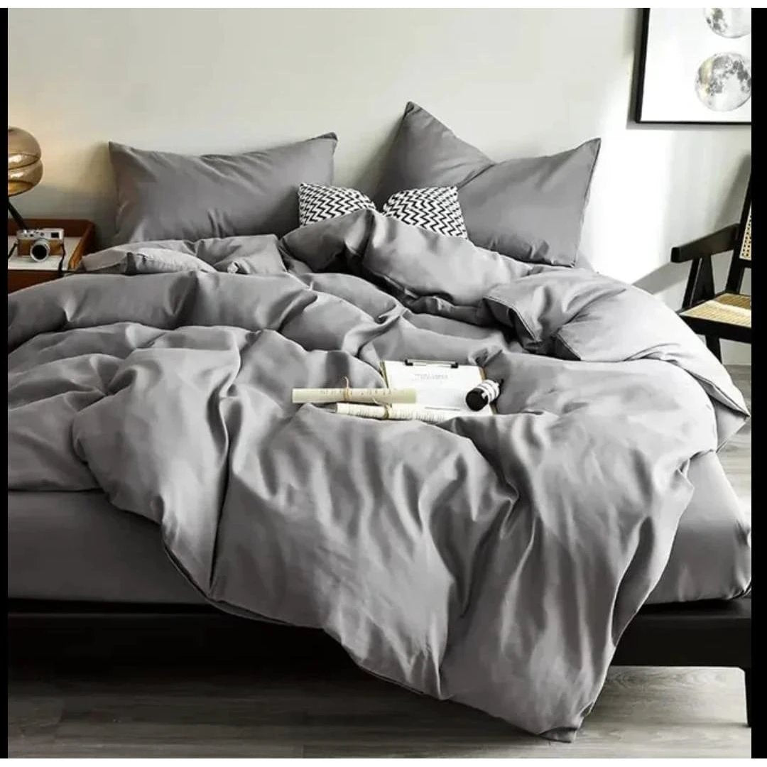 4pc Plain High Quality Duvet Cover Set (Soft Glam Edition) | Luxurious Microfiber Fabric | Complete Bedding Set Bedding Bed Sheets
