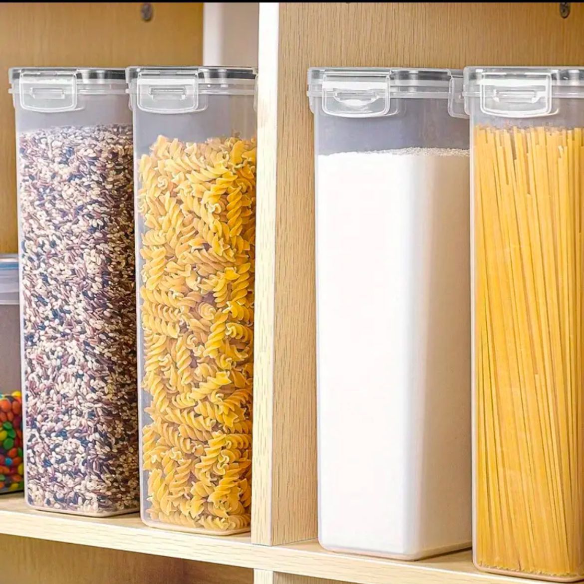 4pcs Airtight Food Storage Containers 1800ml with Pantry Stickers & Measuring Cups