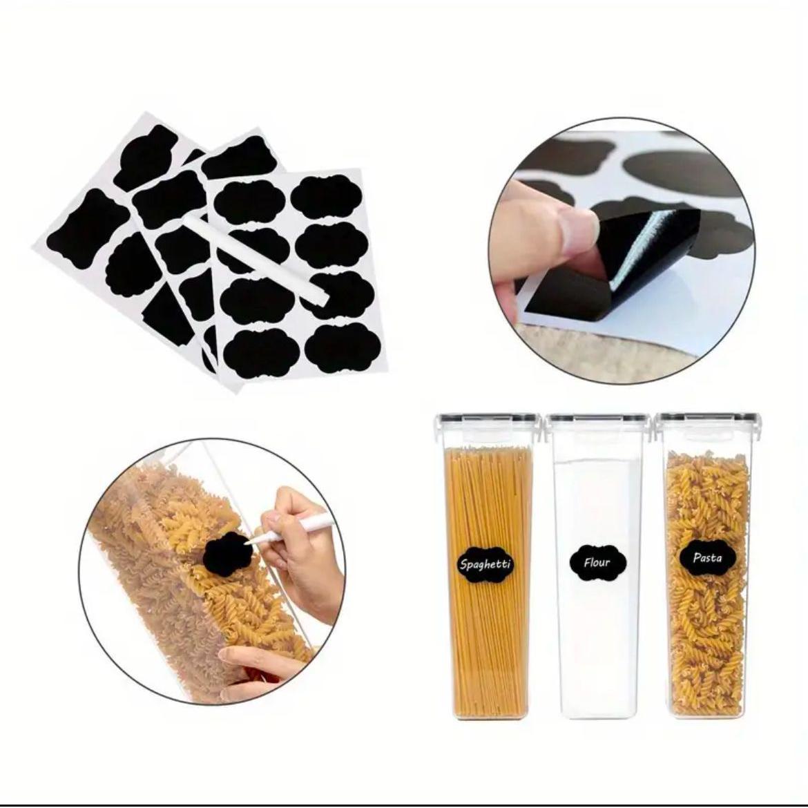 4pcs Airtight Food Storage Containers 1800ml with Pantry Stickers & Measuring Cups