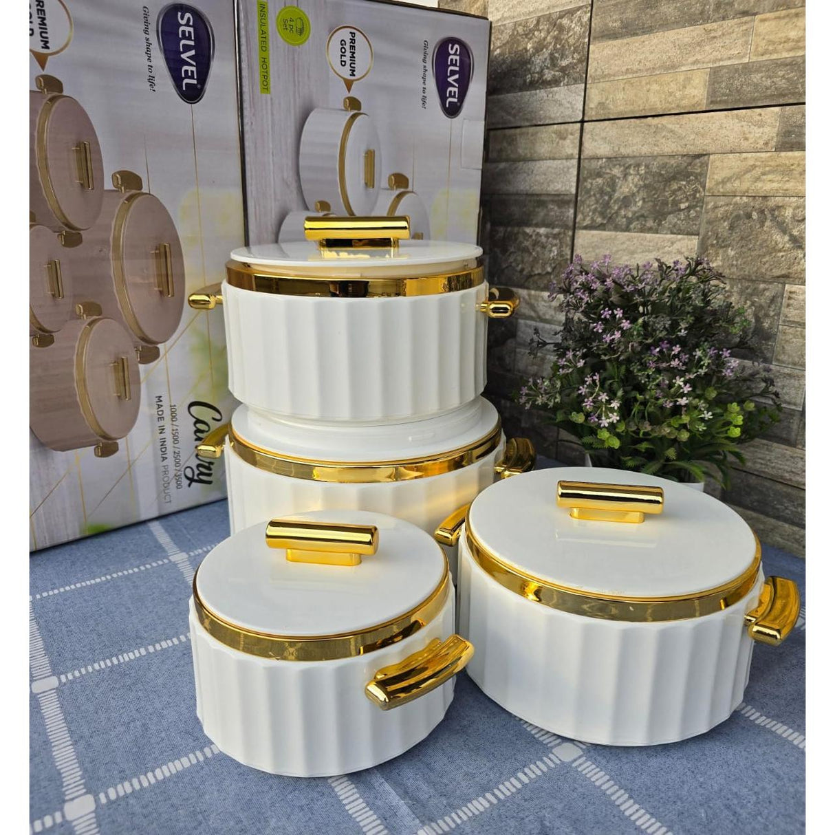 4pcs Camry Insulated Hotpots Set with Lids – 1000ml to 3500ml Capacity