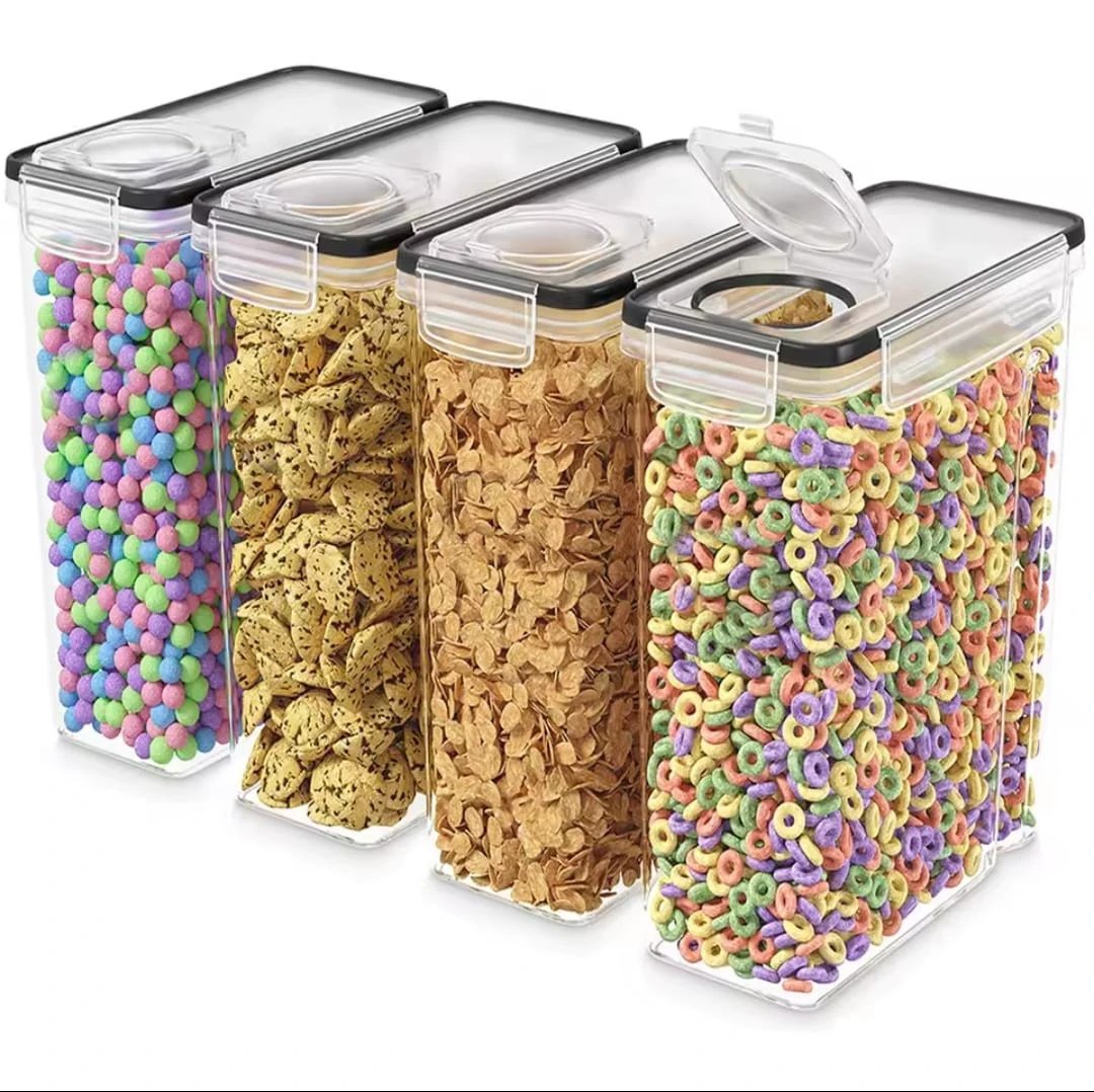 4pcs Food Storage Containers 2.5L Each Airtight with Labels & Pen Storage Jars Food Storage Containers