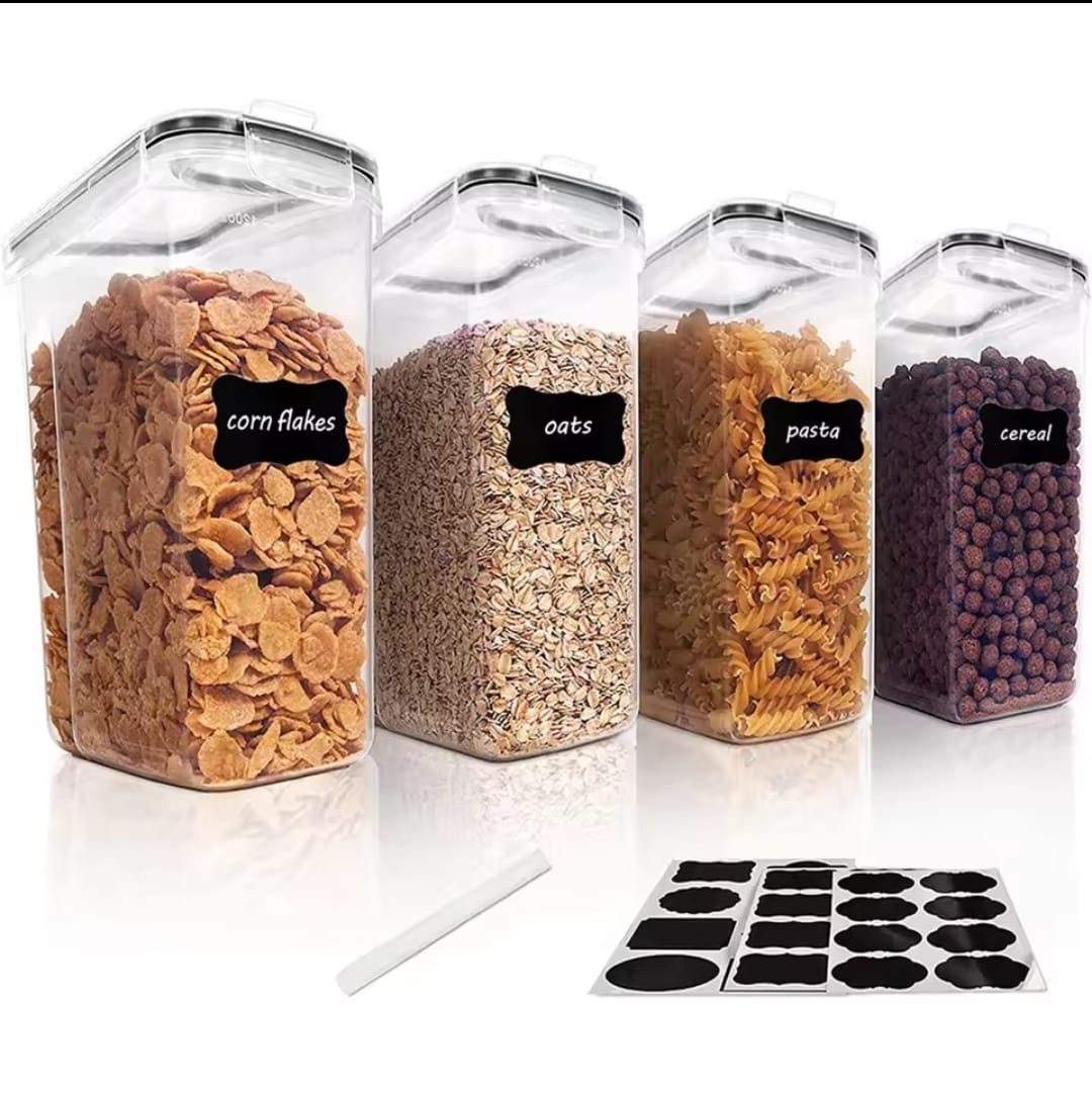 4pcs Food Storage Containers 2.5L Each Airtight with Labels & Pen