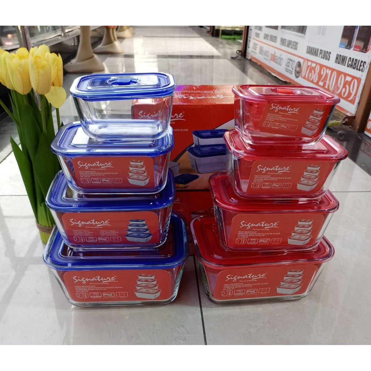 4pcs High Borosilicate Glass Storage Bowl Set with Lids – Heat Resistant