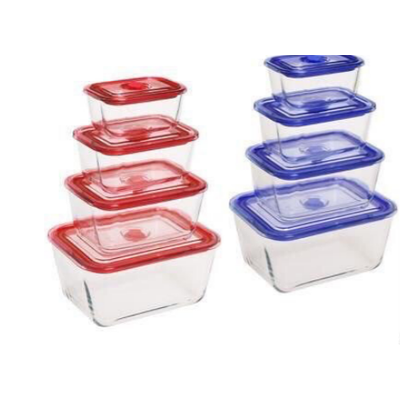 4pcs High Borosilicate Glass Storage Bowl Set with Lids – Heat Resistant