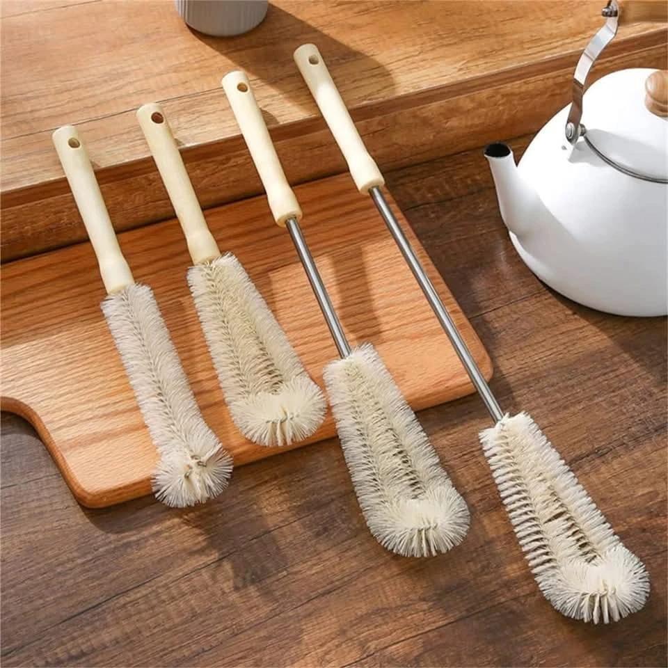 4pcs Long Bottle Cleaning Brushes with Wooden Handle Cleaning Tools Scrub Brushes