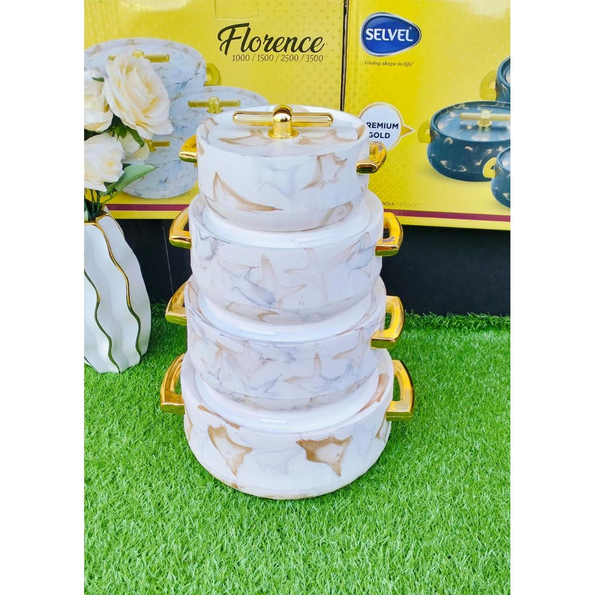 4pcs Luxurious Insulated Hotpot Set – 1L to 3L