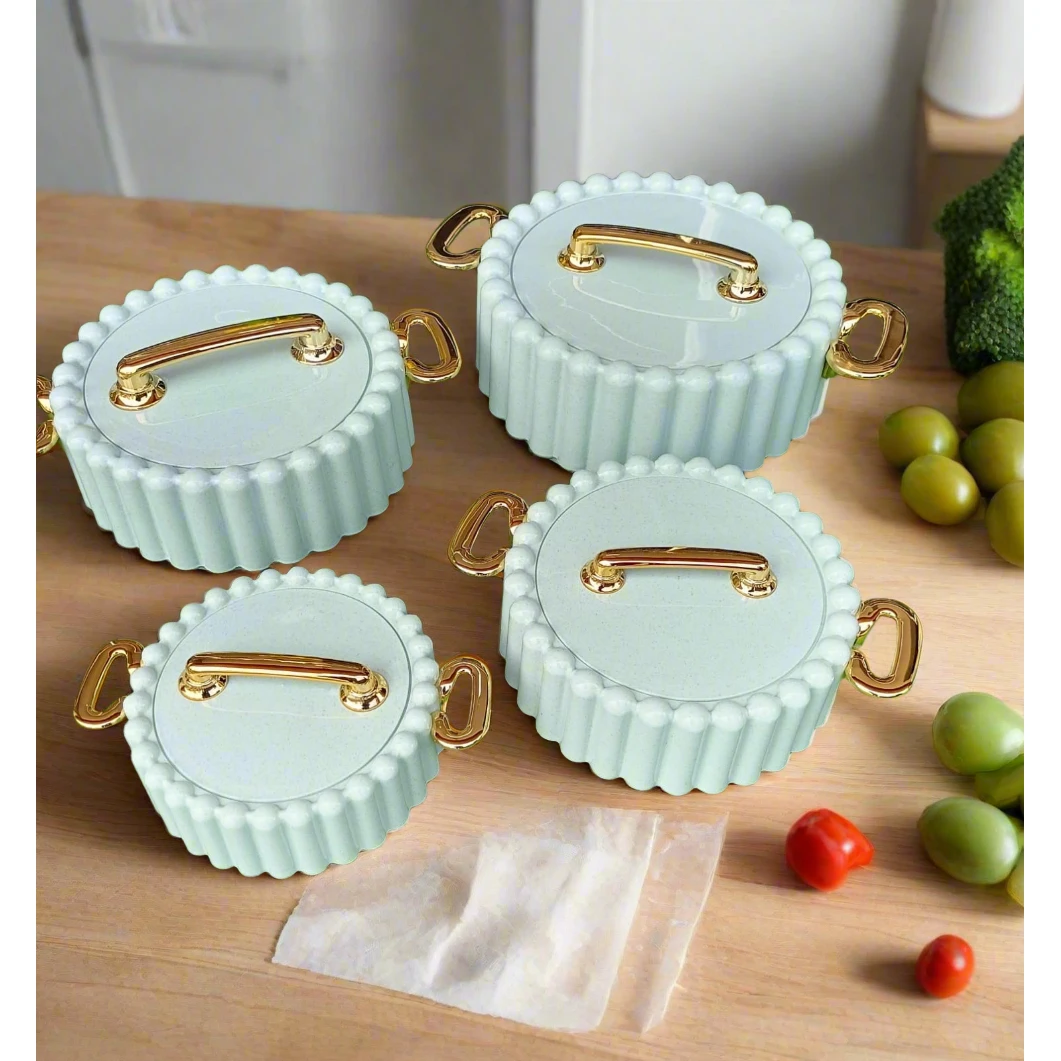 4pcs Luxurious Insulated Hotpot Set 1L,1.5L,2.5L and3L, Keeps Food Hot & Fresh for 6 Hours Cookware