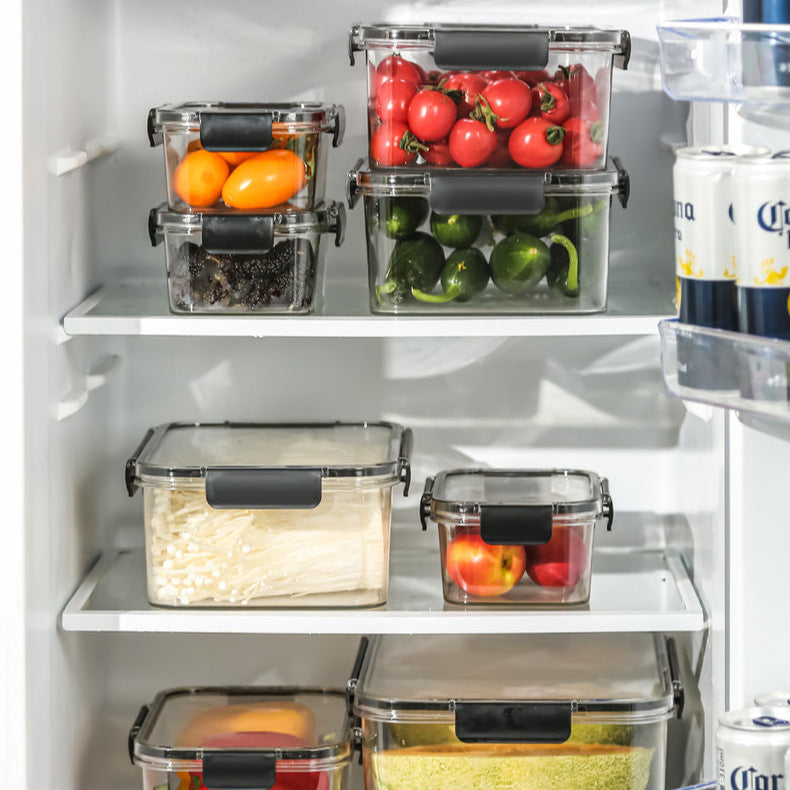 4pcs Transparent Sealed Refrigerator Food Container Set Large Capacity