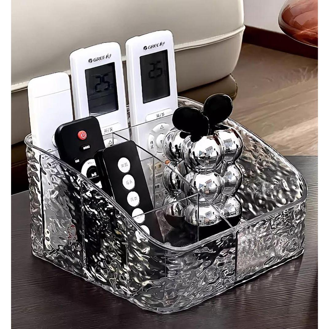 5 Grid Acrylic Remote and Cosmetic Organizer Makeup Storage Box