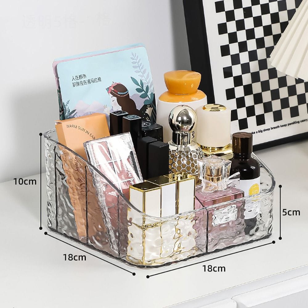 5 Grid Acrylic Remote and Cosmetic Organizer Makeup Storage Box