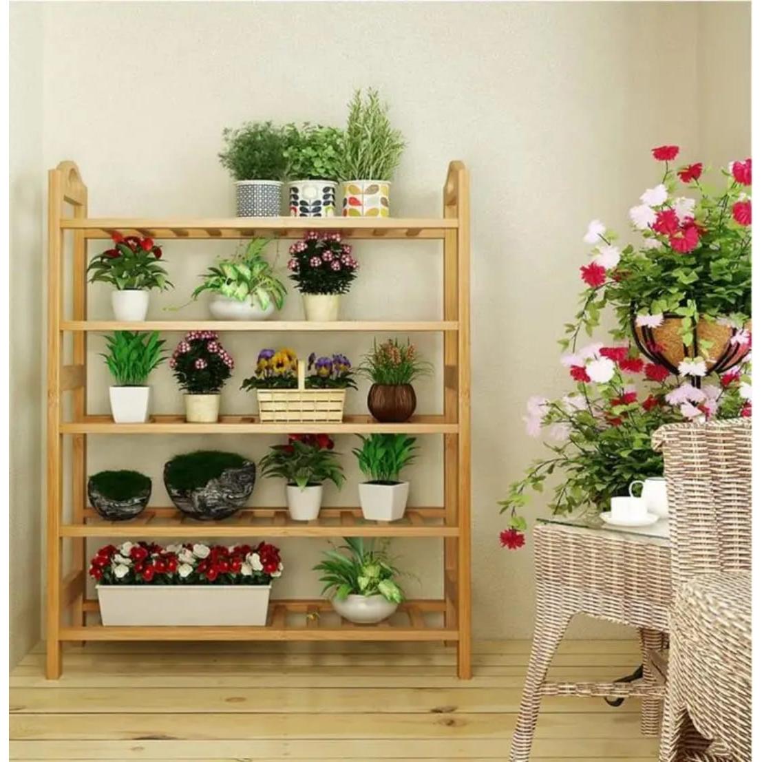 5-Layer Bamboo Shoe Rack – Sturdy and Elegant Entryway Organizer