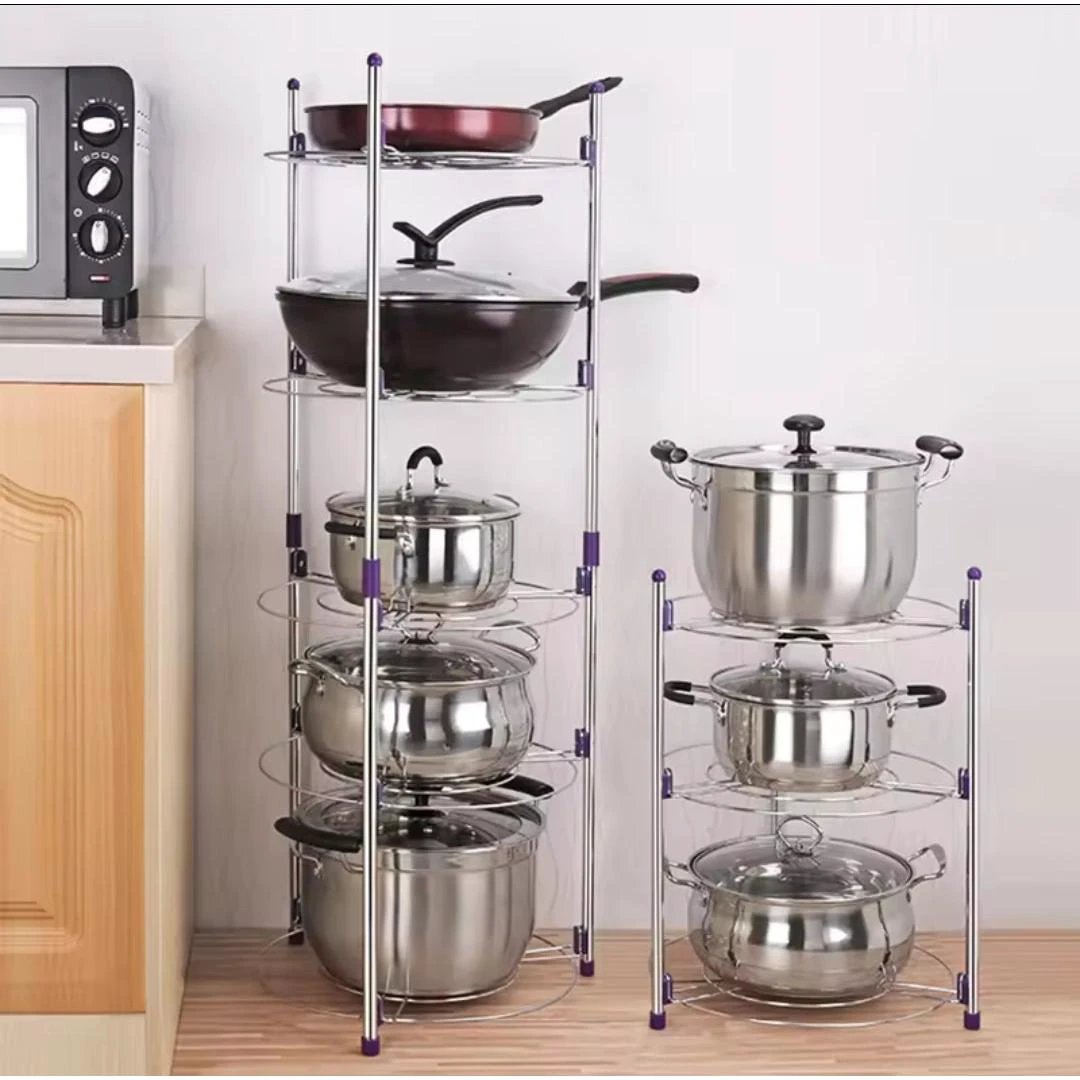 5 Layer Pot and Pan Rack Stainless Steel & Plastic Kitchen organiser Kitchen Organizers