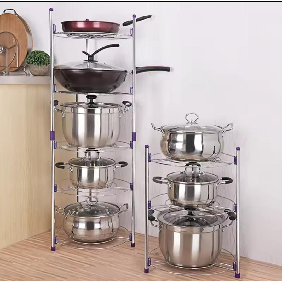 5 Layer Pot and Pan Rack Stainless Steel & Plastic