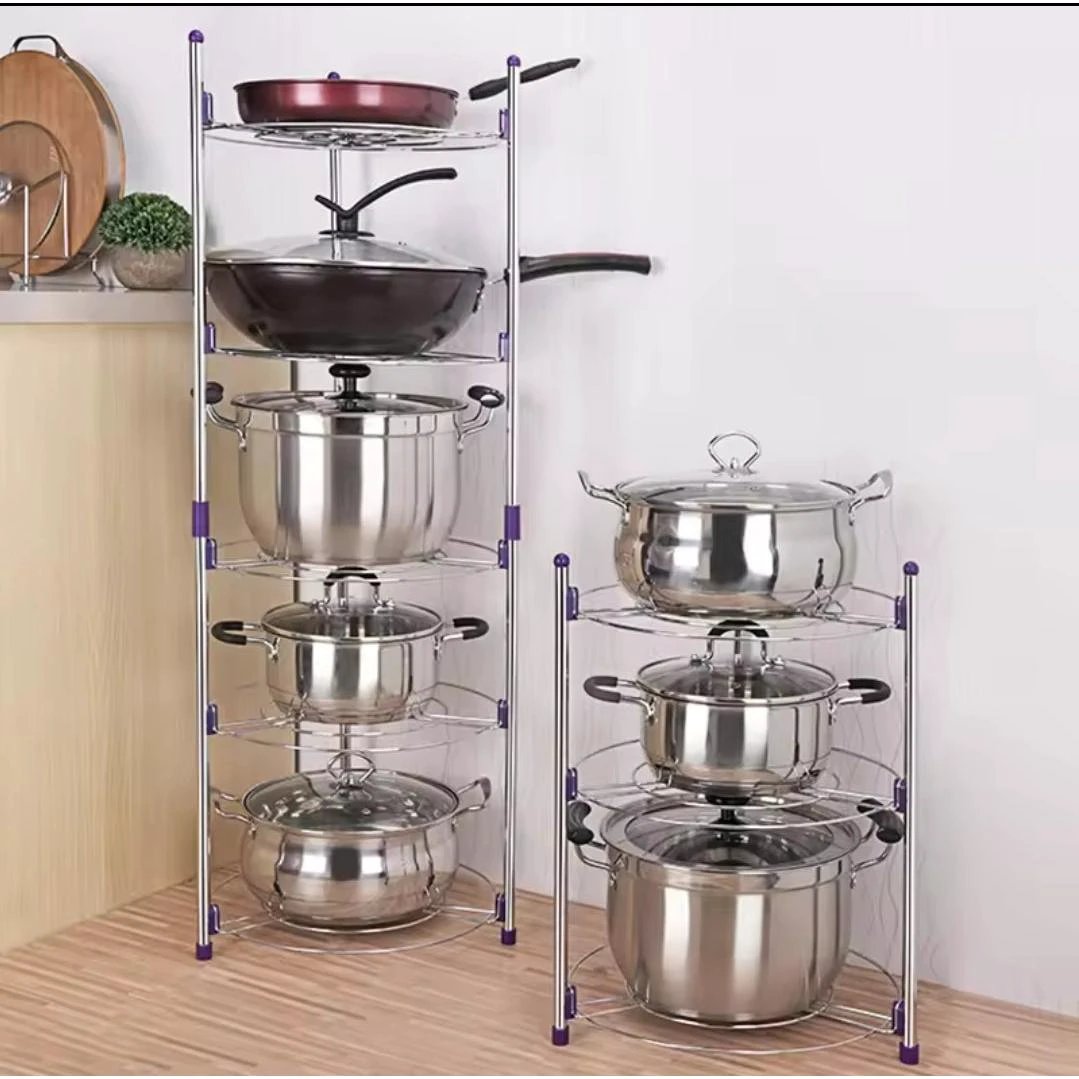 5 Layer Pot and Pan Rack Stainless Steel & Plastic Kitchen organiser Kitchen Organizers