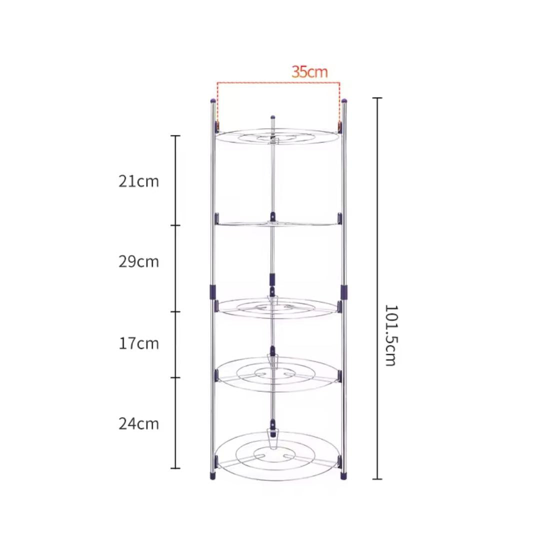 5 Layer Pot and Pan Rack Stainless Steel & Plastic