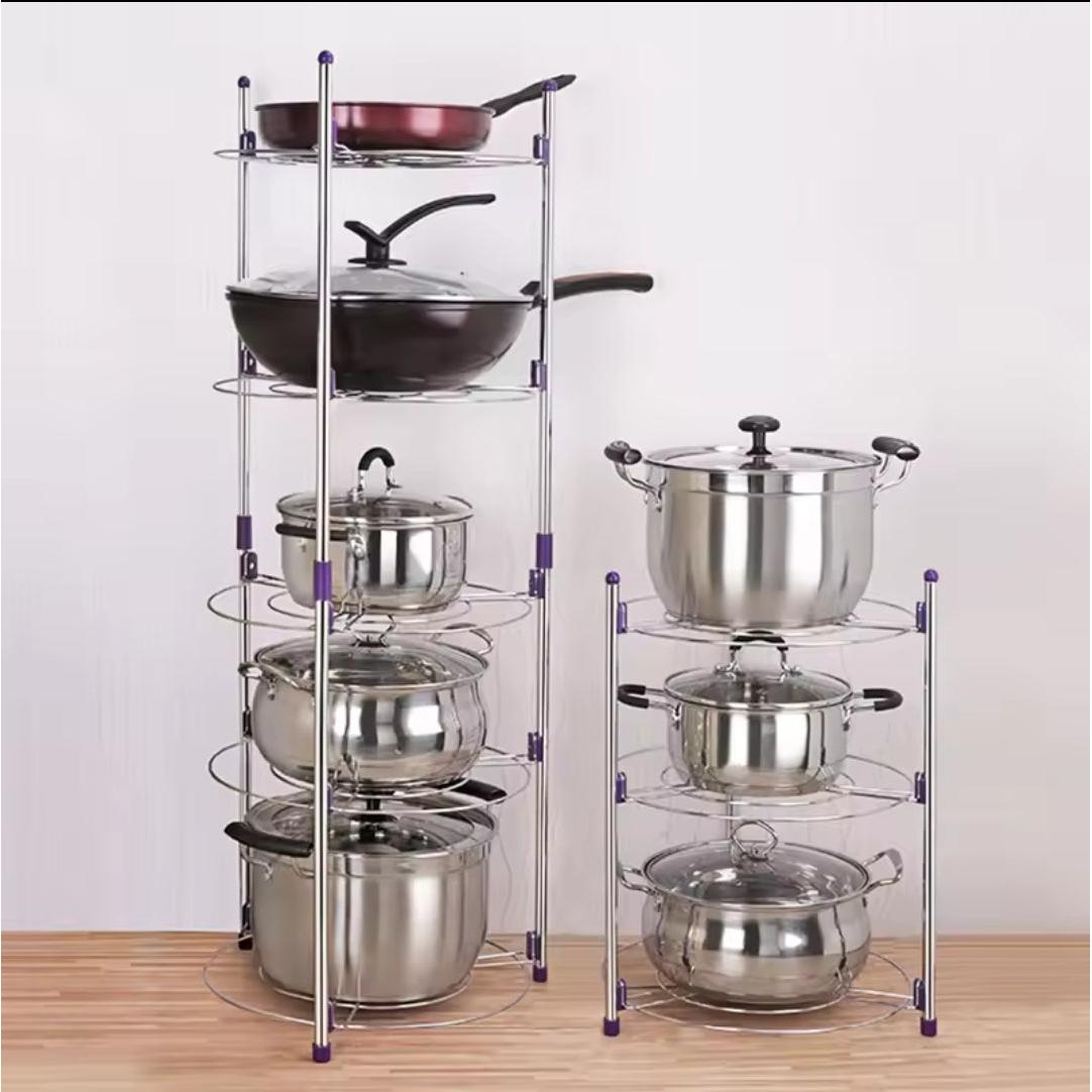5 Layer Pot and Pan Rack Stainless Steel & Plastic