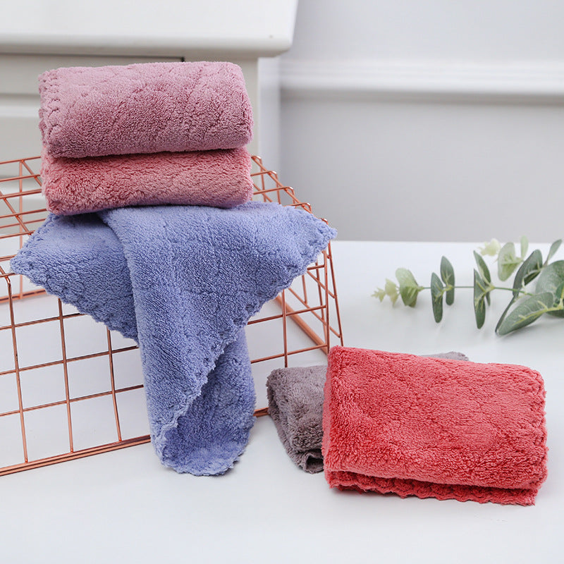 5 Pcs Coral Fleece Dishcloths set Soft & Absorbent kitchen Cleaning Towels (30cmx30cm, Multicolour)