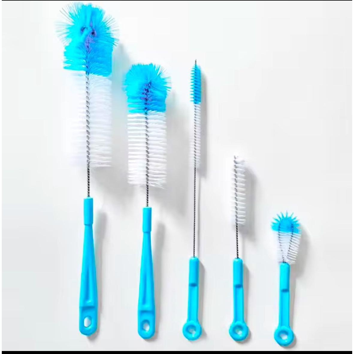 5 Piece Long Handle Cleaning Brush Set – Ideal for Baby Bottles, Pipes, Sports Bottles, and Glass Tubes
