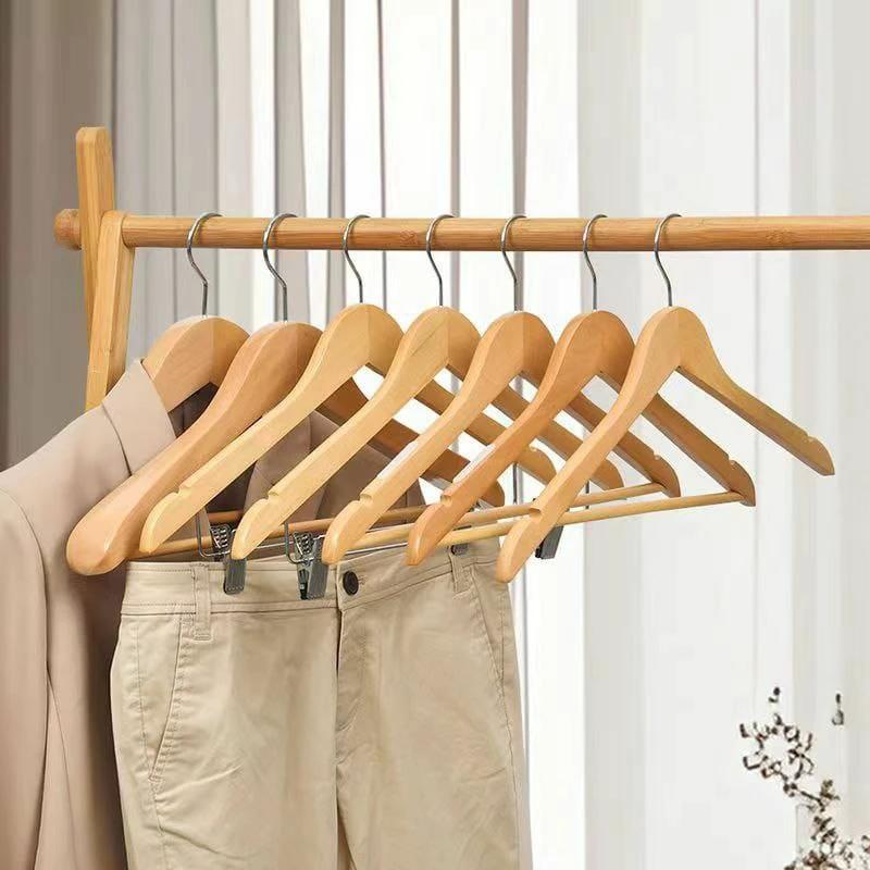 5 Piece Wooden Hangers Space Saving Clothes & Pants Organizer Closet Organizer Hangers