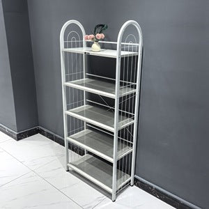 5-Tier Metallic Storage Shelf for Living Room, Kitchen, and Office Organization