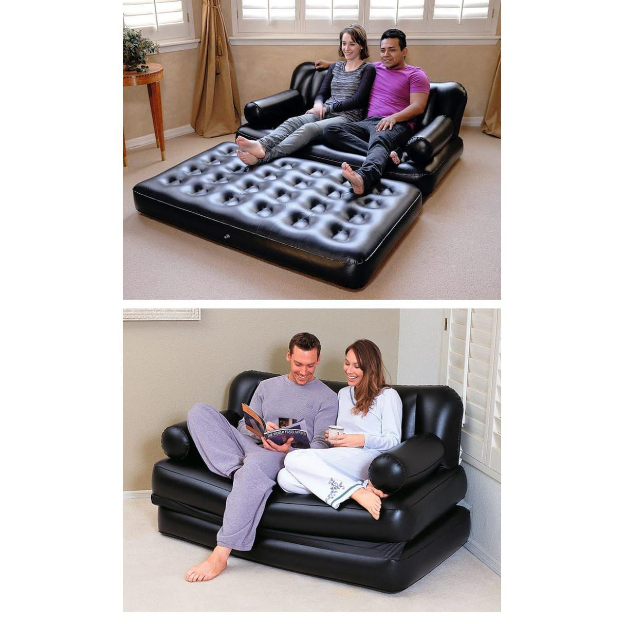 5 in 1 Bestway Inflatable Pullout Sofa + Free Electric Pump(1.88m x 64cm x 1.52m)