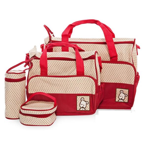 5 in 1 Diaper Bag Set Available in Red, Chocolate, Navy Blue, and Pink Bags Diaper Bags