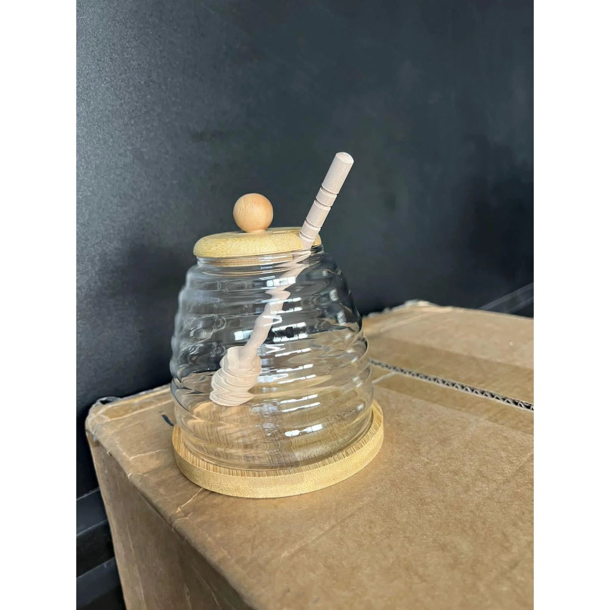 500ml Glass Honey Storage Jar with Wooden Lid and Stirring Stick Honey jar Honey Jars