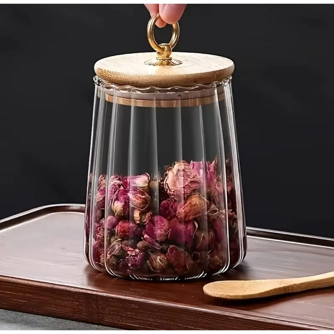 500ml Glass Storage Jar with Bamboo Lid and Spoon