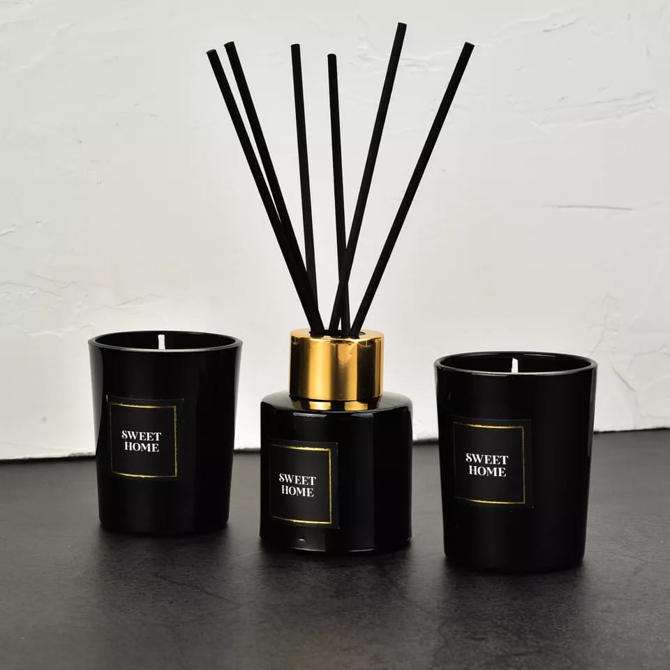 50ml Reed Diffuser with 2 Scented Candles and Rattan Sticks for Aromatherapy and Home Fragrance