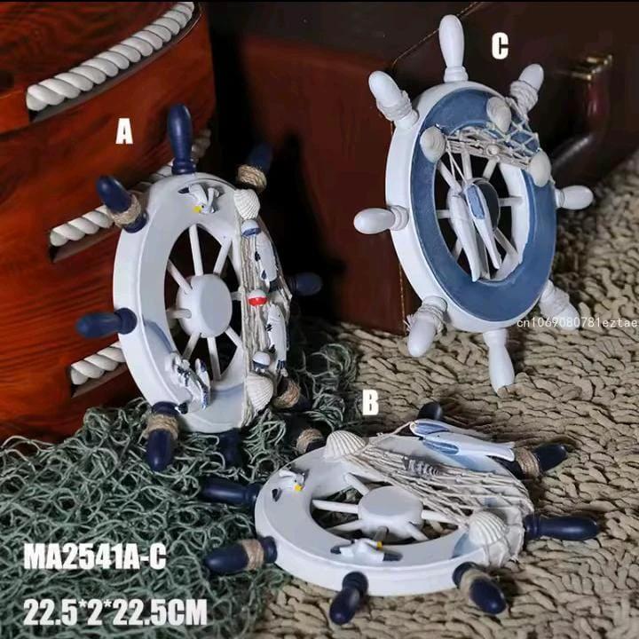 Handcrafted Decorative Wall Hanging Nautical Ship Wheel – 27.5cm Coastal Wall Décor plaques in decor Decorative Plaques