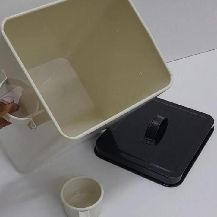 Square Metallic Storage Box – 5kg Airtight Container with Black Lid Storage container Household Storage Containers