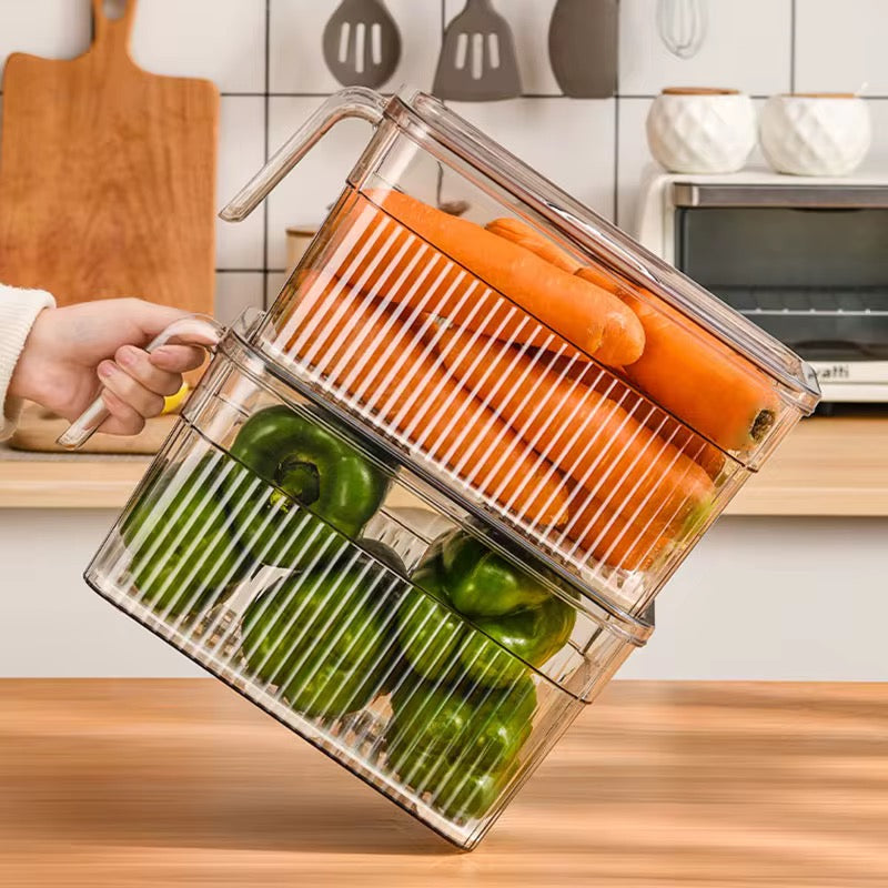 5L Acrylic Fridge Organizer with Handle & Date Tracker – Clear | 23.5x11.2x13.2cm