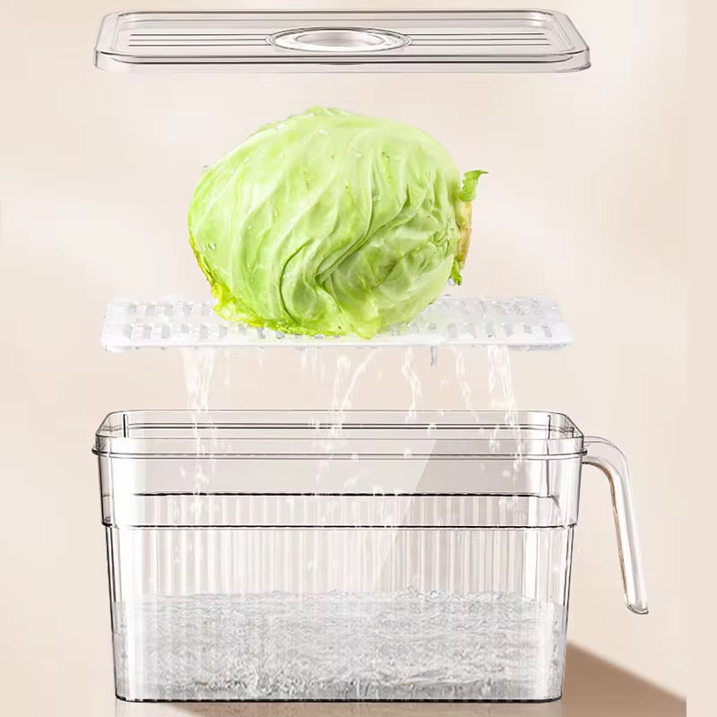 5L Acrylic Fridge Organizer with Handle & Date Tracker – Clear | 23.5x11.2x13.2cm