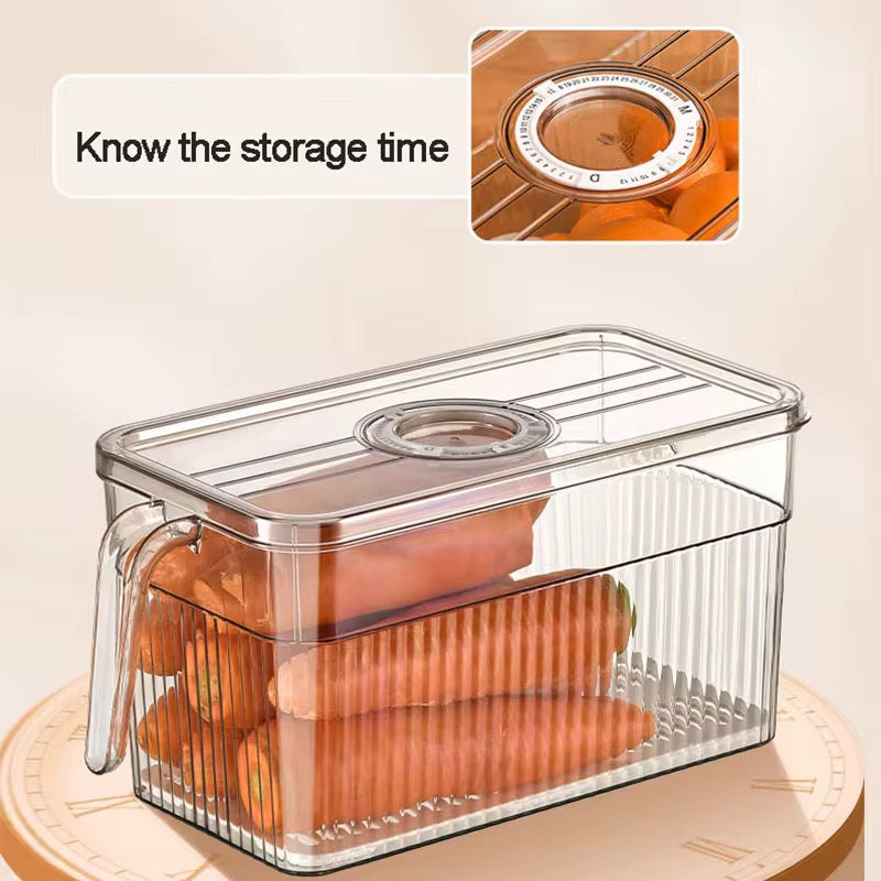 5L Acrylic Fridge Organizer with Handle & Date Tracker – Clear | 23.5x11.2x13.2cm