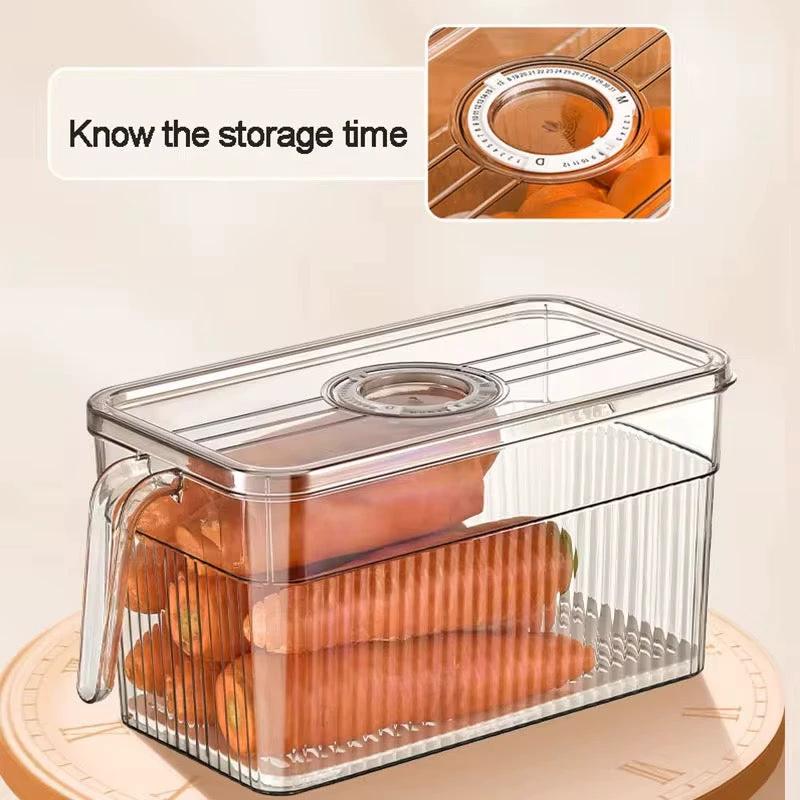 5L Acrylic Fridge Organizer with Handle & Date Tracker – Clear | 23.5x11.2x13.2cm food storage Food Storage Containers