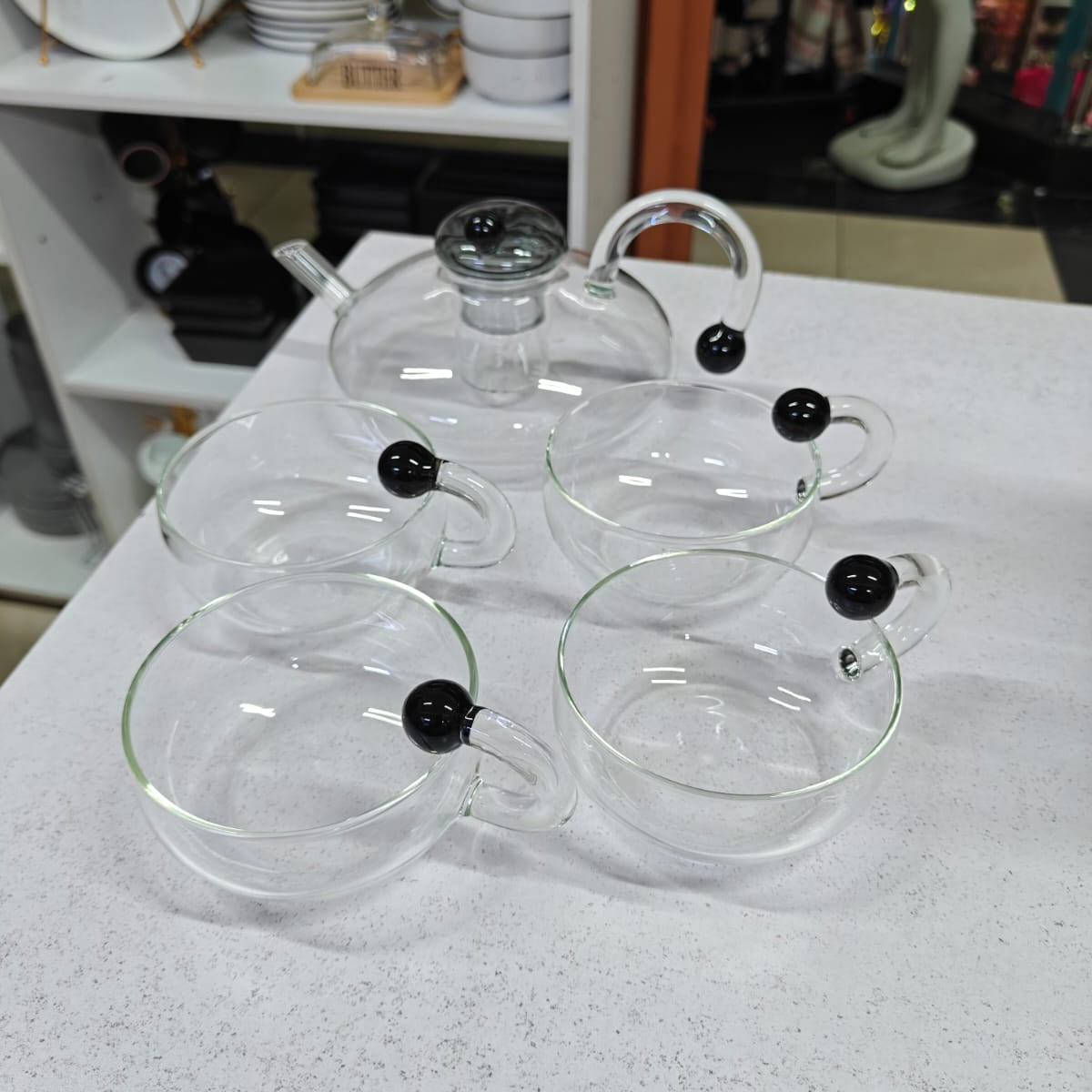 5pcs Heat Resistant Glass Tea Set with Kettle and Infuser
