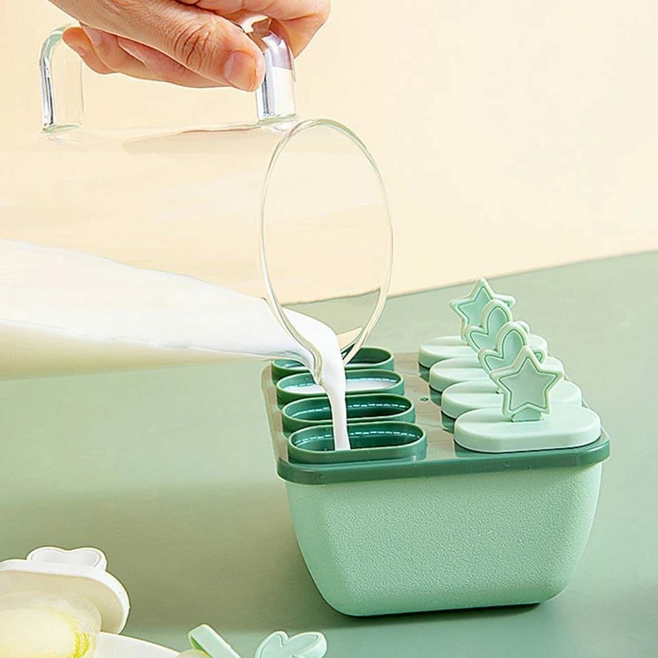 6 Holes Popsicle Ice Maker Reusable Silicone Popsicle Mold with 8 Sticks
