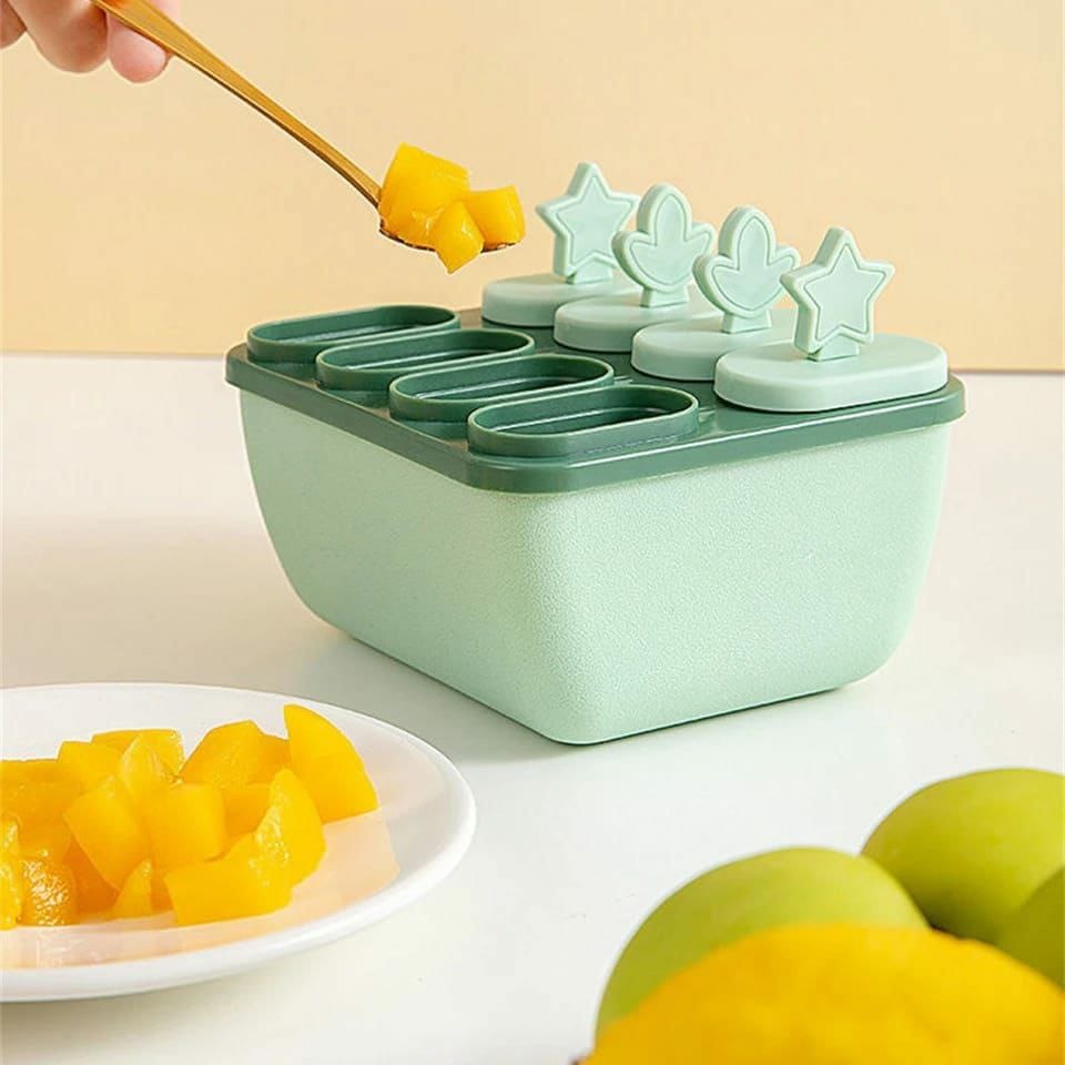 6 Holes Popsicle Ice Maker Reusable Silicone Popsicle Mold with 8 Sticks
