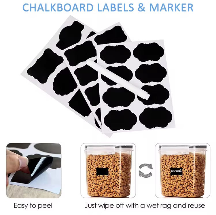 6-Piece Airtight Food Storage Container Set – 1.6L & 3.6L with Chalk Labels & Pen