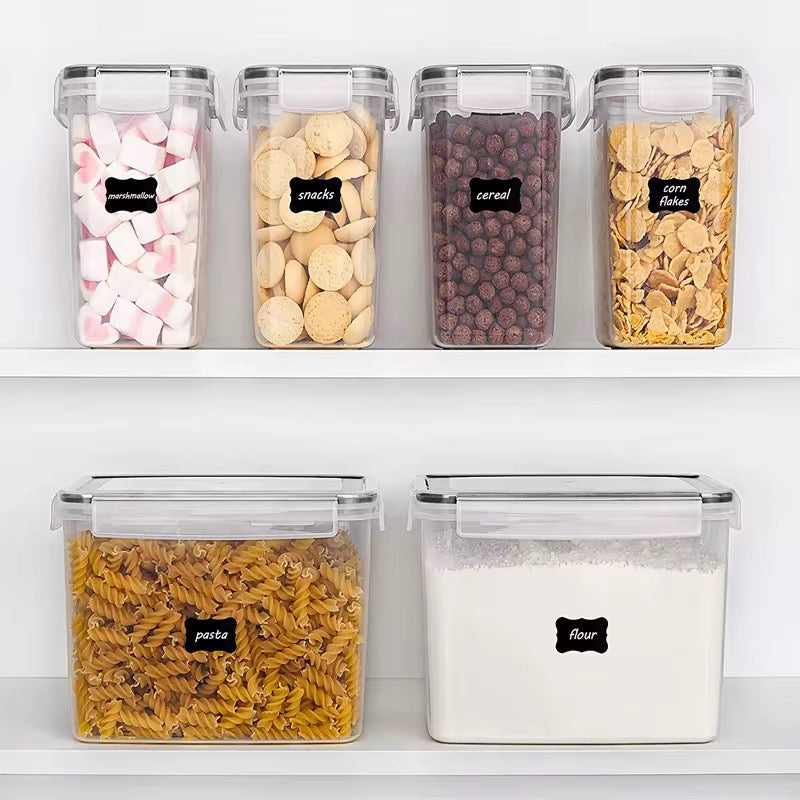 6-Piece Airtight Food Storage Container Set – 1.6L & 3.6L with Chalk Labels & Pen