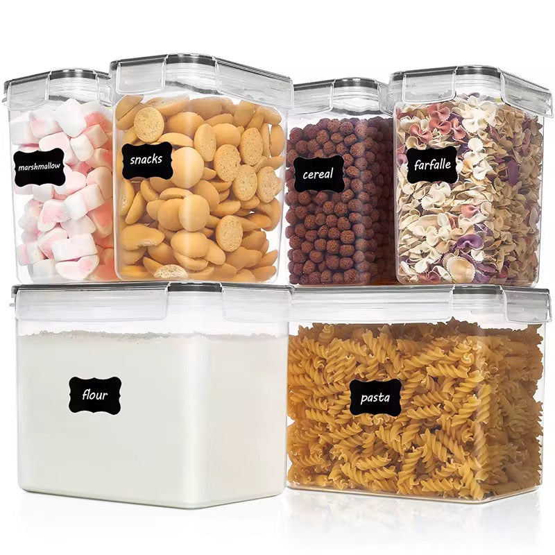 6-Piece Airtight Food Storage Container Set – 1.6L & 3.6L with Chalk Labels & Pen