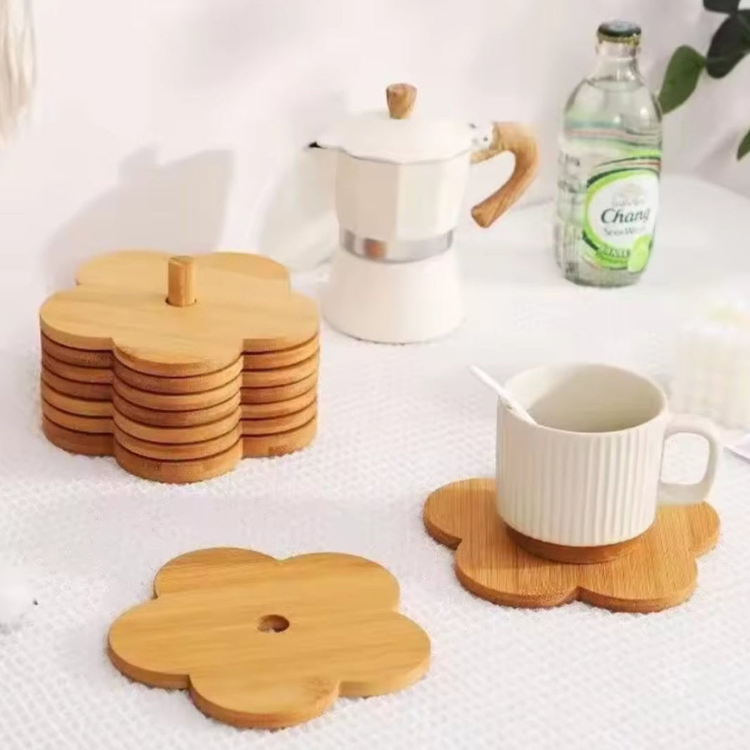 6 Piece Set Heat insulation Bamboo Coasters.