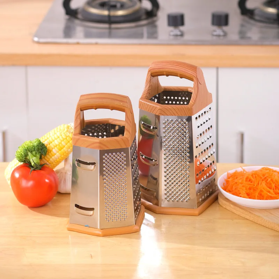6-Sided Vegetable Grater with Aluminium Handle – Multi-Color Heavy Duty Kitchen Tool