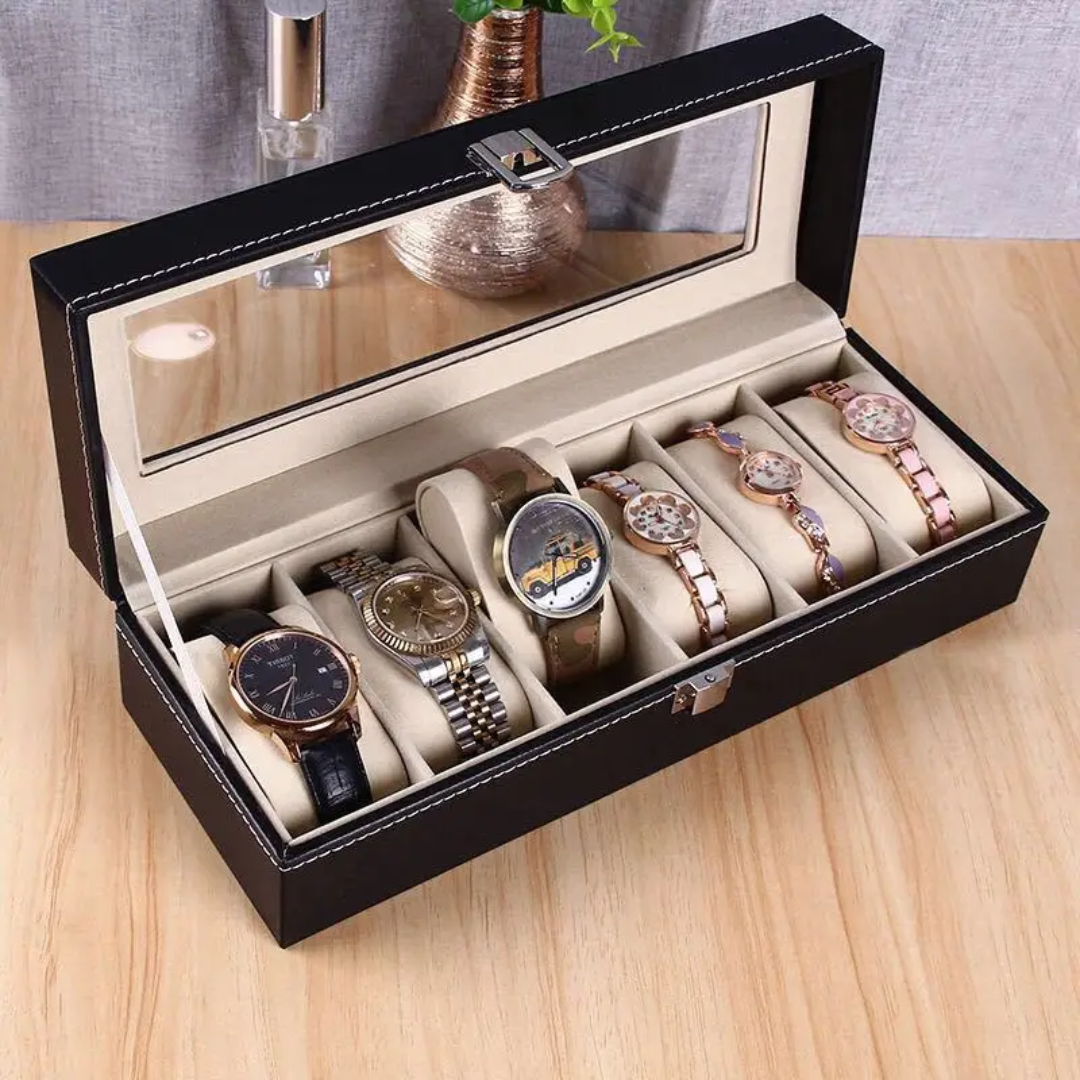 6 Slots Watch Organizer Storage Box for Business and Personal Use