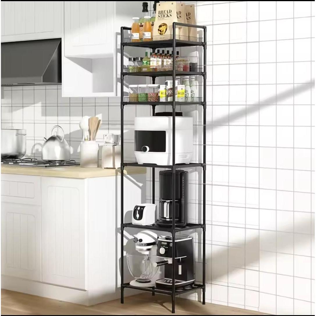 6 Tier Multifunctional Storage Rack 170×42×32cm for Kitchen, Bathroom, Living Room, or Office