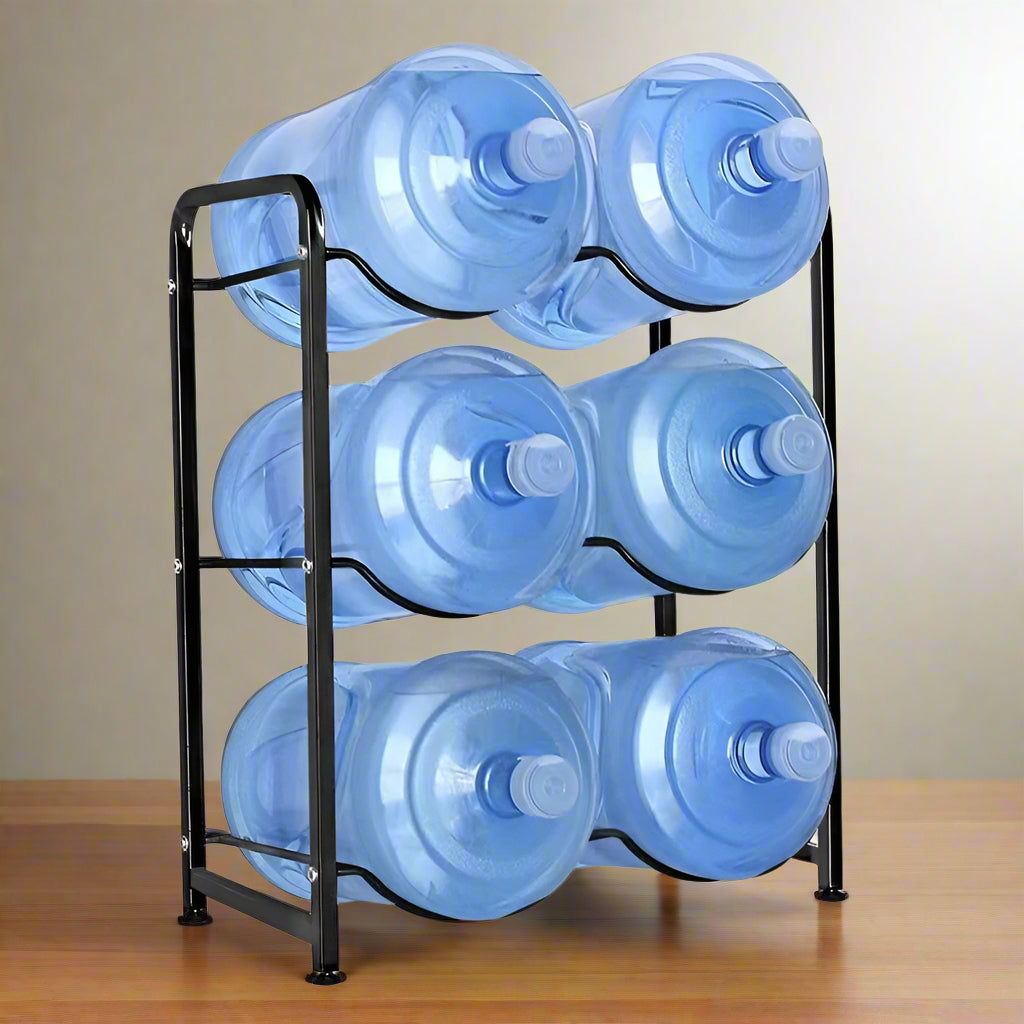 6 Water Bottle Holder Rack Heavy Duty Carbon Steel Space Saving Organizer