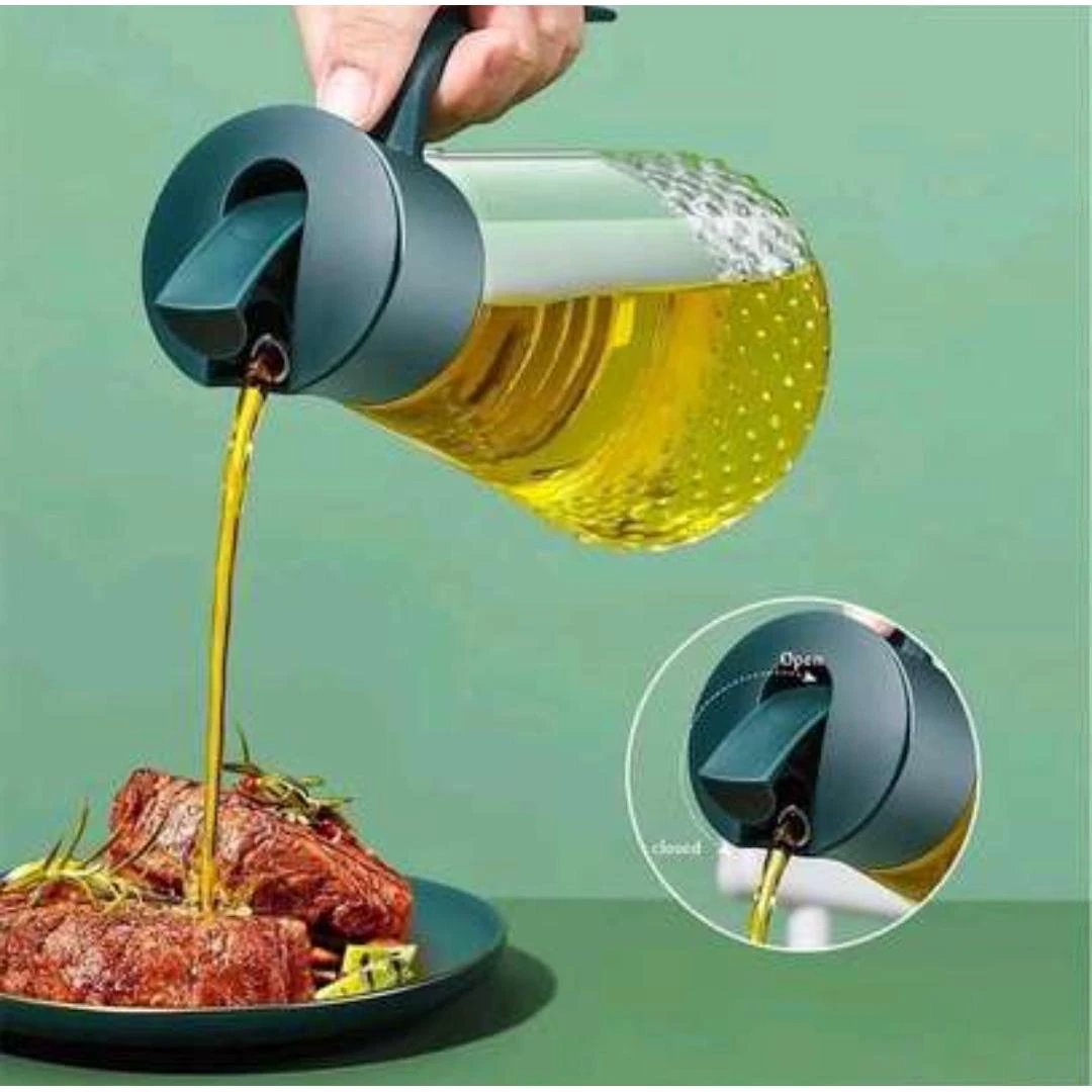 630ml Autoflip Oil Jar Easy Pour Design in Green & Black Oil dispenser Oil Dispensers